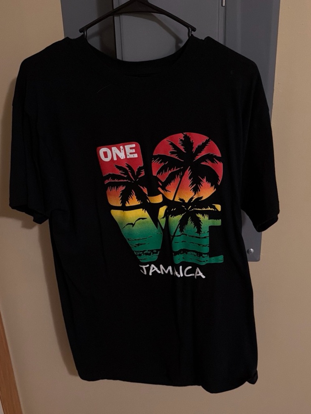 Black "One Love" Jamaica Graphic Short Sleeve Tee